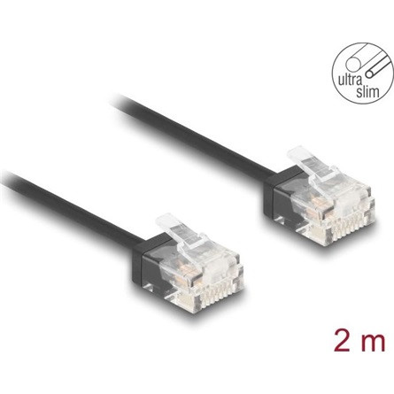 Delock RJ45 hálózati kábel Cat.6 UTP ultra vékony 2 m, fekete