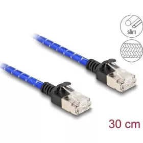   Delock RJ45 hálózati kábel fonott borítással Cat.6A U/FTP Slim, 0,3 m, kék