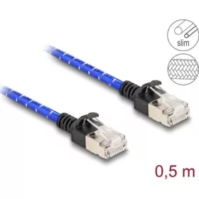   Delock RJ45 hálózati kábel fonott borítással Cat.6A U/FTP Slim, 0,5 m, kék