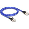 Delock RJ45 hálózati kábel fonott borítással Cat.6A U/FTP Slim, 1 m, kék