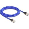 Delock RJ45 hálózati kábel fonott borítással Cat.6A U/FTP Slim, 3 m, kék