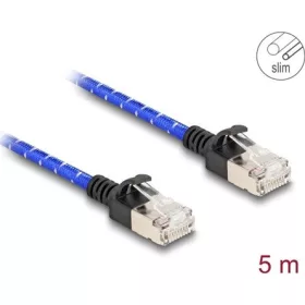   Delock RJ45 hálózati kábel fonott borítással Cat.6A U/FTP Slim, 5 m, kék