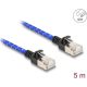 Delock RJ45 hálózati kábel fonott borítással Cat.6A U/FTP Slim, 5 m, kék