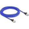 Delock RJ45 hálózati kábel fonott borítással Cat.6A U/FTP Slim, 5 m, kék