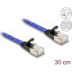 Delock RJ45 lapos hálózati kábel fonott borítással Cat.6A U/FTP 0,3 m, kék