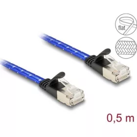   Delock RJ45 lapos hálózati kábel fonott borítással Cat.6A U/FTP 0,5 m, kék