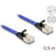 Delock RJ45 lapos hálózati kábel fonott borítással Cat.6A U/FTP 0,5 m, kék