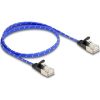 Delock RJ45 lapos hálózati kábel fonott borítással Cat.6A U/FTP 0,5 m, kék