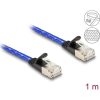 Delock RJ45 lapos hálózati kábel fonott borítással Cat.6A U/FTP 1 m, kék