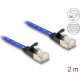 Delock RJ45 lapos hálózati kábel fonott borítással Cat.6A U/FTP 2 m, kék