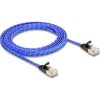 Delock RJ45 lapos hálózati kábel fonott borítással Cat.6A U/FTP 2 m, kék