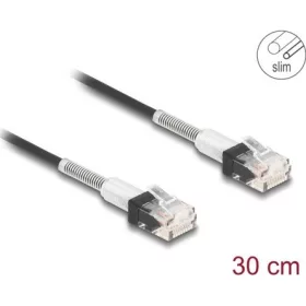   Delock RJ45 hálózati kábel dupla hajlítás védelemmel Cat.6A UTP Slim 0,3 m, fekete