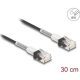 Delock RJ45 hálózati kábel dupla hajlítás védelemmel Cat.6A UTP Slim 0,3 m, fekete