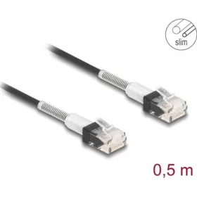   Delock RJ45 hálózati kábel dupla hajlítás védelemmel Cat.6A UTP Slim 0,5 m, fekete