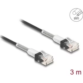   Delock RJ45 hálózati kábel dupla hajlítás védelemmel Cat.6A UTP Slim 3 m, fekete