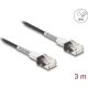 Delock RJ45 hálózati kábel dupla hajlítás védelemmel Cat.6A UTP Slim 3 m, fekete