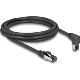   Delock RJ45 hálózati kábel Cat.8.1 S/FTP 90  fokban felfelé hajló / egyenes 2 m fekete