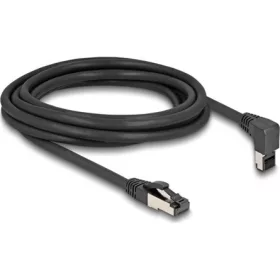   Delock RJ45 hálózati kábel Cat.8.1 S/FTP 90  fokban felfelé hajló / egyenes 3 m fekete