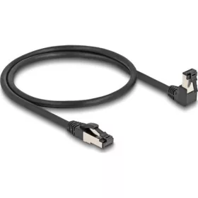   Delock RJ45 hálózati kábel Cat.8.1 S/FTP 90  fokban lefelé hajló / egyenes 0,5 m fekete