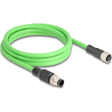 Delock Kábel M12 A kódolt 8 tűs apa - anya PUR (TPU) 2 m