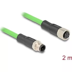 Delock Kábel M12 D kódolt 4 tűs apa - anya PUR (TPU) 2 m