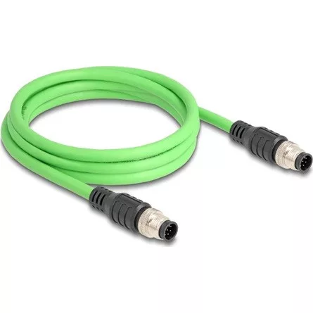 Delock Kábel M12 A kódolt 8 tűs apa - apa PUR (TPU) 2 m