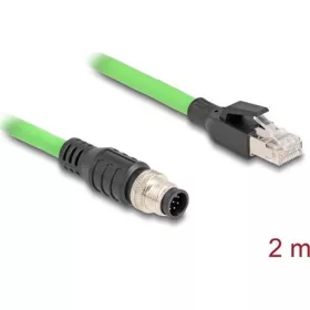   Delock Kábel M12 A kódolt 8 tűs apa - RJ45 apa PUR (TPU) 2 m
