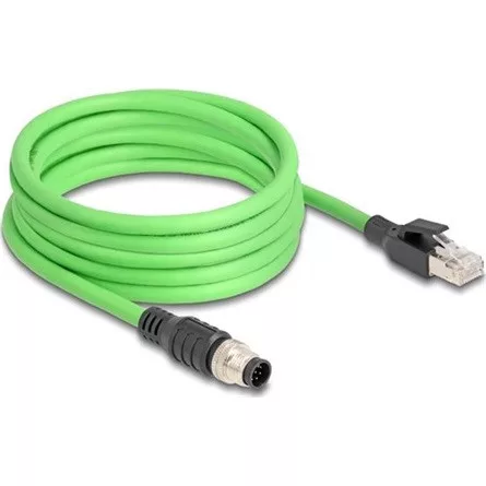 Delock Kábel M12 A kódolt 8 tűs apa - RJ45 apa PUR (TPU) 5 m