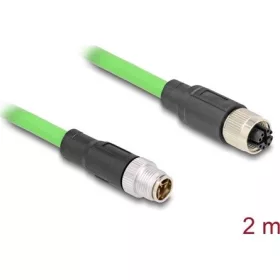 Delock Kábel M12 X kódolt 8 tűs apa - anya PUR (TPU) 2 m