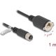 Delock M12 kábel A-kódú 8 tűs anya - RJ45 anya Cat.5e FTP installálásához 1 m, fekete