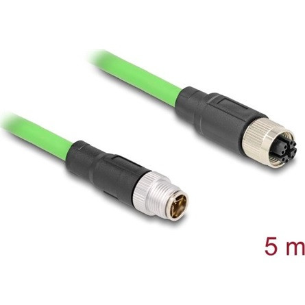 Delock Kábel M12 X kódolt 8 tűs apa - anya PUR (TPU) 5 m