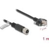 Delock M12 kábel D-kódú 4 tűs anya - RJ45 apa csavarokkal Cat.5e FTP 1 m hosszú fekete