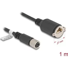   Delock M12 kábel X-kódú 8 tűs anya - RJ45 anya Cat.6A S/FTP installálásához 1 m, fekete
