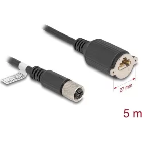   Delock M12 kábel X-kódú 8 tűs anya - RJ45 anya Cat.6A S/FTP installálásához 5 m, fekete