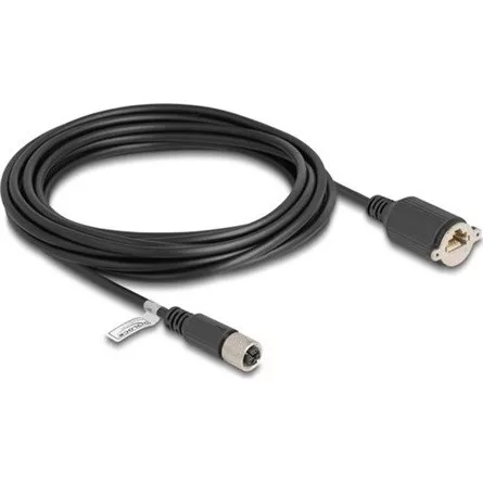 Delock M12 kábel X-kódú 8 tűs anya - RJ45 anya Cat.6A S/FTP installálásához 5 m, fekete