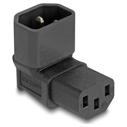 Delock Tápadapter IEC 60320 - C14 - C13, apa / anya, 10 A, 90 -ban hajlított