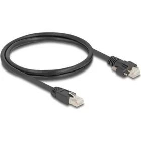   Delock Kábel RJ45 apa - RJ45 apa csavarokkal 20 mm GigE kamerához Cat.6A S/FTP 1 m fekete