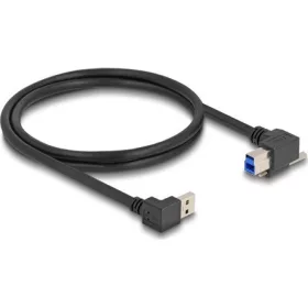   Delock USB 5 Gbps kábel A-típusú USB apa 90 -ban lefelé hajlított   B-típusú USB apa csavarral 90 -ban jobbra hajlított