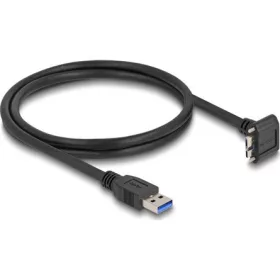   Delock USB 5 Gbps kábel A-típusú USB apa egyenes   Micro-B USB apa csavarral 90 -ban felfelé hajlított 1 m fekete