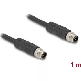   Delock M12 kábel L-kódolt 4 tűs apa - apa PUR húzóláncokhoz alkalmas 1 m fekete