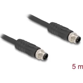   Delock M12 kábel L-kódolt 4 tűs apa - apa PUR húzóláncokhoz alkalmas 5 m fekete