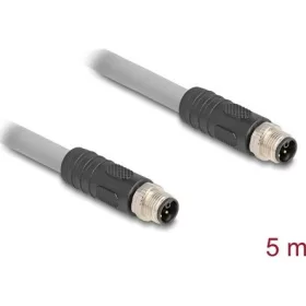   Delock M12 kábel L-kódolt 5 tűs apa - apa PUR húzóláncokhoz alkalmas 5 m szürke