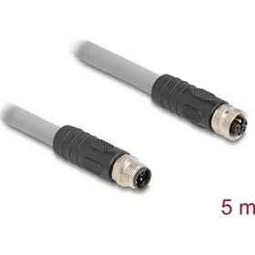   Delock M12 kábel L-kódolt 5 tűs apa - anya PUR húzóláncokhoz alkalmas 5 m szürke