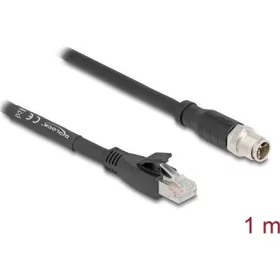   Delock M12 kábel X-kódolt 8 tűs apa - RJ45 apa Cat.5e S/FTP flexibilis 1 m fekete