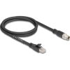 Delock M12 kábel X-kódolt 8 tűs apa - RJ45 apa Cat.5e S/FTP flexibilis 1 m fekete
