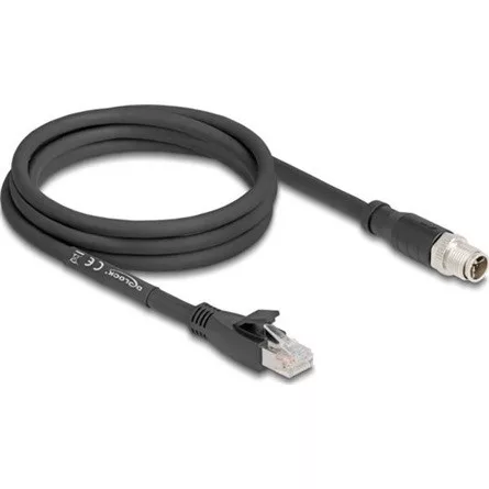 Delock M12 kábel X-kódolt 8 tűs apa - RJ45 apa Cat.5e S/FTP flexibilis 2 m fekete