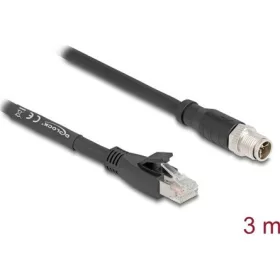  Delock M12 kábel X-kódolt 8 tűs apa - RJ45 apa Cat.5e S/FTP flexibilis 3 m fekete