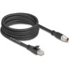 Delock M12 kábel X-kódolt 8 tűs apa - RJ45 apa Cat.5e S/FTP flexibilis 5 m fekete