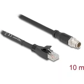   Delock M12 kábel X-kódolt 8 tűs apa - RJ45 apa Cat.5e S/FTP flexibilis 10 m fekete
