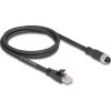 Delock M12 kábel X-kódolt 8 tűs apa - RJ45 anya Cat.5e S/FTP flexibilis 1 m fekete